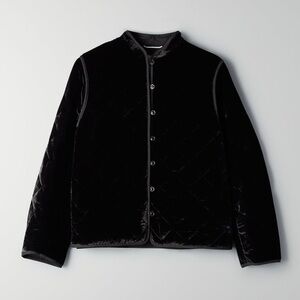 Aritzia‎ Wilfred Lyric Black Velvet Quilted Silk Blend Jacket Size Small